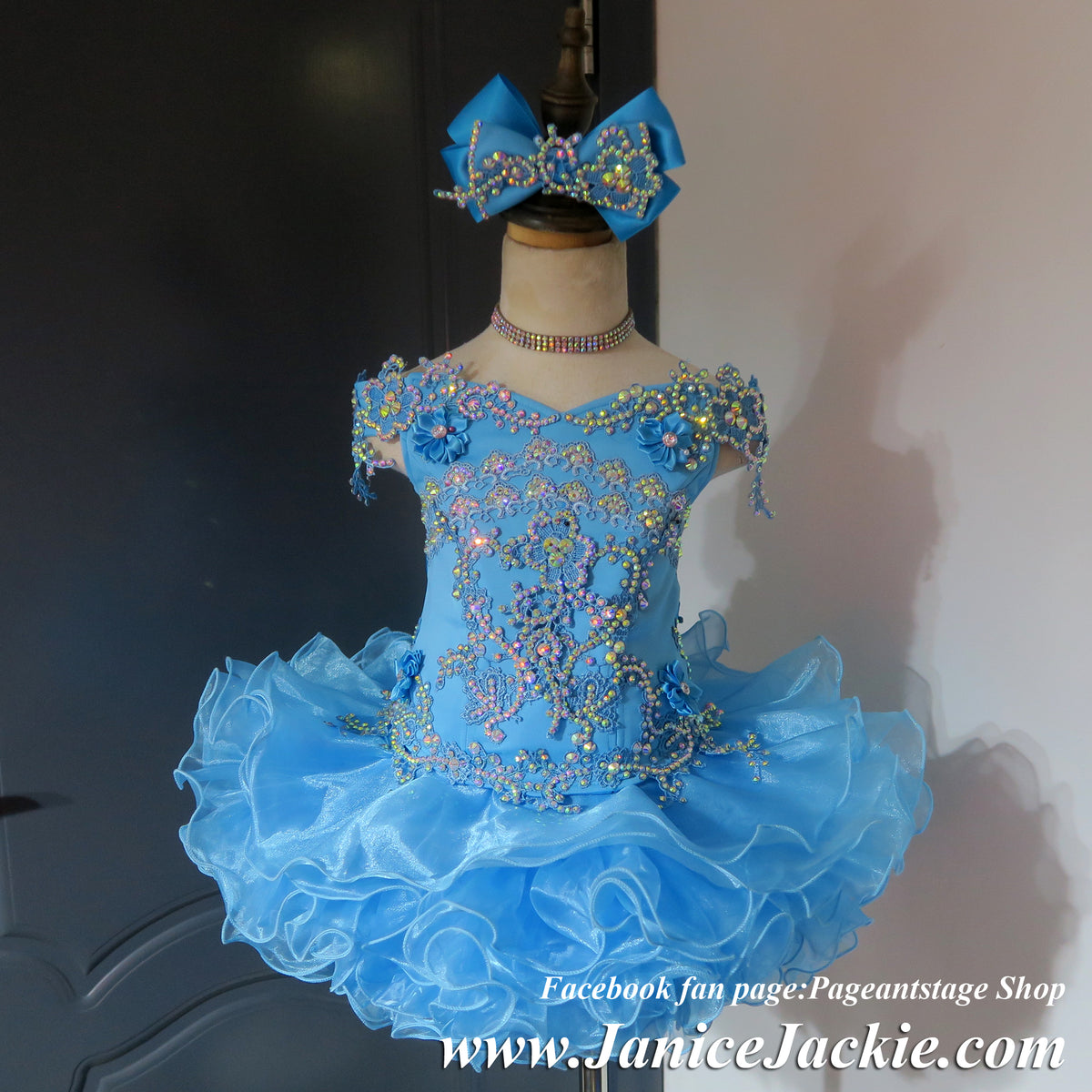 1329) Off shoulder flat style high glitz national pageant dress. (li janicejackie 1329) Off shoulder flat style high glitz national pageant dress. (li janicejackie