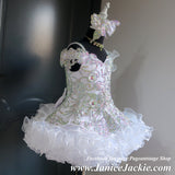 (#1335) Off shoulder straps flared MEGA GLITZ national pageant dress. (white) / 3 ~ 4 weeks production (no necklace) ONE OF A KIND DESIGN