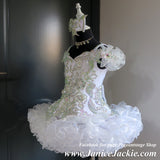 (#1335) Off shoulder straps flared MEGA GLITZ national pageant dress. (white) / 3 ~ 4 weeks production (no necklace) ONE OF A KIND DESIGN