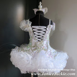 (#1335) Off shoulder straps flared MEGA GLITZ national pageant dress. (white) / 3 ~ 4 weeks production (no necklace) ONE OF A KIND DESIGN