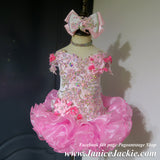 (#1340) Off shoulder flat style high glitz national pageant dress. (light pink) / 3 ~ 4 weeks production (no necklace).