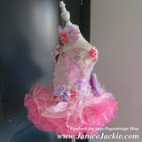 (#1343) Off shoulder flat style high glitz national pageant dress. (light pink, lavender) / 3 ~ 4 weeks production (no necklace).