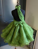 (PRE - ORDER) Halter lace baby doll plain shell (apple green) (item no: 1006) with detachable sleeve
