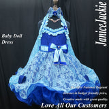 (Made to order) decorated natural halter lace baby doll dress (blue) (item: 1013)  with detachable double sleeves