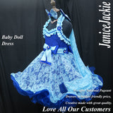 (Made to order) decorated natural halter lace baby doll dress (blue) (item: 1013)  with detachable double sleeves