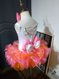 (#1042) Straps flat style plain shell national pageant dress. (white top + any color skirt)