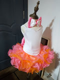 (#1042) Straps flat style plain shell national pageant dress. (white top + any color skirt)