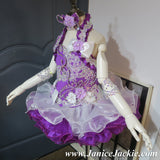 (#1050) Halter flat glitz national pageant dress. (purple white)  / 2 ~ 3 weeks production (*Without necklace)