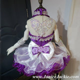 (#1050) Halter flat glitz national pageant dress. (purple white)  / 2 ~ 3 weeks production (*Without necklace)