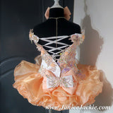(#1111) Off shoulder flat (high glitz) national pageant dress. (white, peach, lavender) / 2 ~ 3 wks production / (*Without necklace)