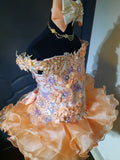 (#1111) Off shoulder flat (high glitz) national pageant dress. (white, peach, lavender) / 2 ~ 3 wks production / (*Without necklace)