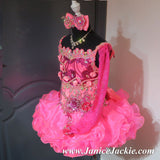 (DRESS EXAMPLE) (#1126) Straps flat glitz national pageant dress. (neon pink) / 4 ~ 6 weeks production (*Without necklace)