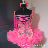 (DRESS EXAMPLE) (#1126) Straps flat glitz national pageant dress. (neon pink) / 4 ~ 6 weeks production (*Without necklace)