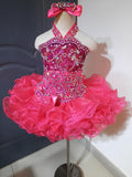 (#1134) Jewel neck flat glitz pageant dress. (berry) / 4 ~ 6 wks production (*Without necklace)