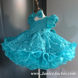 (#1154) Princess sleeve lace baby doll plain shell dress (teal) / 2~3 weeks production/no necklace