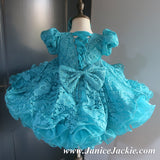 (#1154) Princess sleeve lace baby doll plain shell dress (teal) / 2~3 weeks production/no necklace