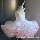 (#1189) Halter style baby doll dress (White + red trim) / 2~3 weeks production