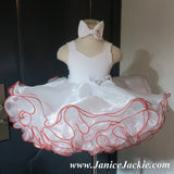 (#1186) Tank style baby doll dress (White + red trim) / 2~3 weeks production