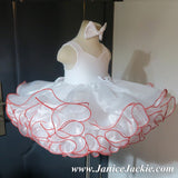 (#1186) Tank style baby doll dress (White + red trim) / 2~3 weeks production