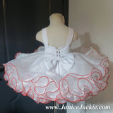 (#1186) Tank style baby doll dress (White + red trim) / 2~3 weeks production