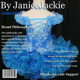 (#119) Off shoulder flat glitz pageant dress. (blue)