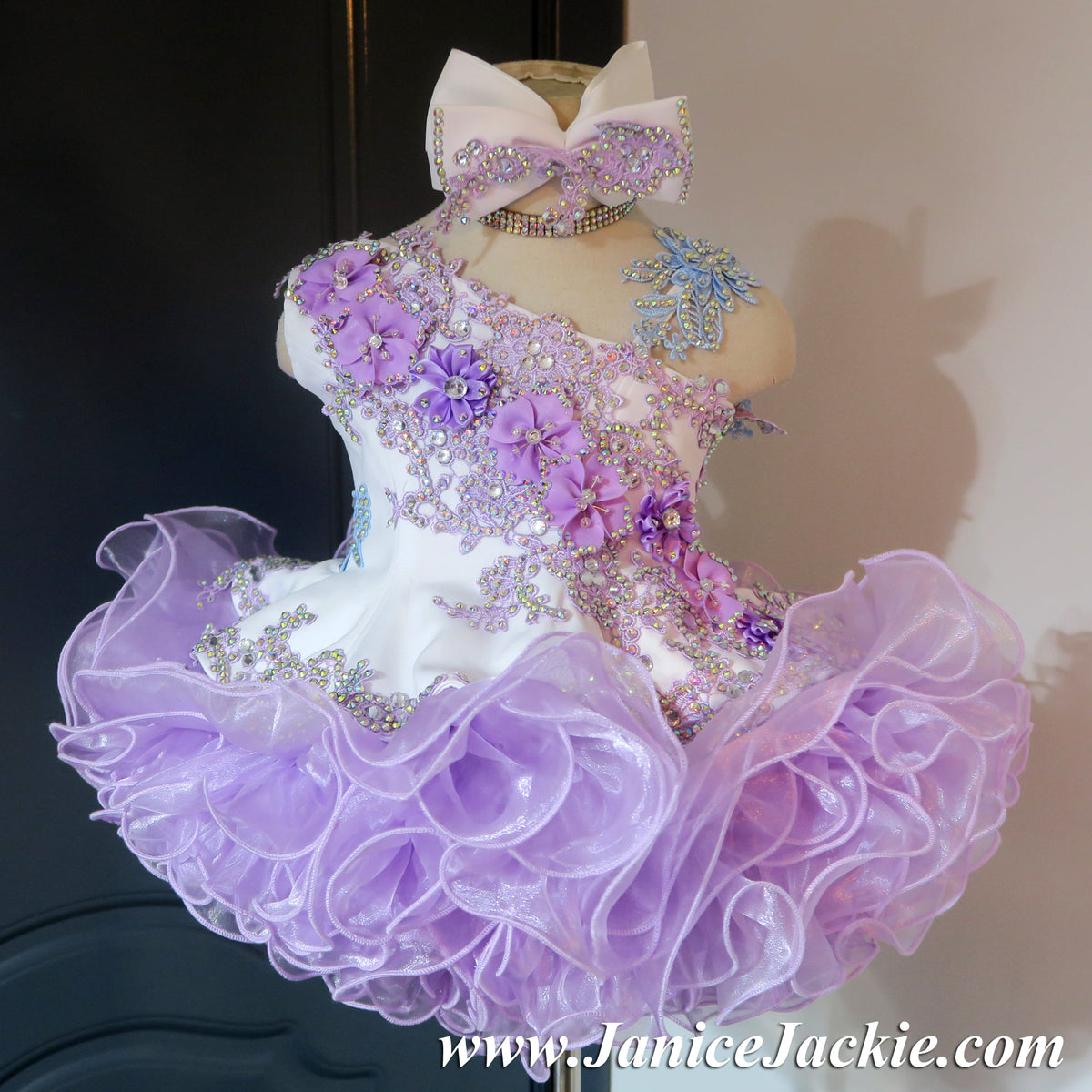 1241 One shoulder flared style glitz national pageant dress