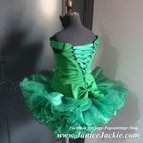 (#1287) Off shoulder flat style plain shell national pageant dress. (emerald green)/ 2~3 weeks production