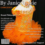 (#130) Off shoulder flat glitz pageant dress. (orange)