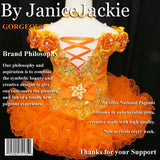 (#130) Off shoulder flat glitz pageant dress. (orange)