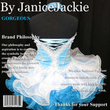 (#138) Jewel neck flat glitz pageant dress. (white blue)