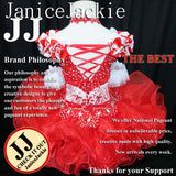 (#153) Off shoulder flat national pageant dress. (red) (*Without white color ARM ruffles)