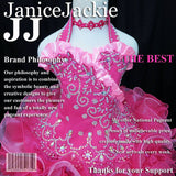 (#164) Halter flare glitz national pageant dress. (berry)