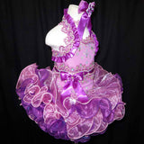 (#167) Halter flat glitz national pageant dress. (purple)