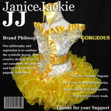 (#181) Off shoulder flat glitz pageant dress. (Gold yellow)