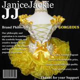 (#181) Off shoulder flat glitz pageant dress. (Gold yellow)