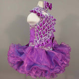 (#220) Halter flat glitz pageant dress. (purple) (Top: available / Skirt: 2 weeks production)