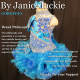 (#221) Straps flat glitz pageant dress. (blue) (Top: available / Skirt: 2 weeks production)