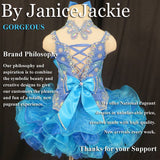 (#221) Straps flat glitz pageant dress. (blue) (Top: available / Skirt: 2 weeks production)
