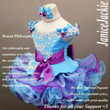(#238) Off shoulder flare glitz pageant dress. (blue purple) (without necklace)