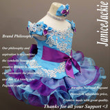 (#238) Off shoulder flare glitz pageant dress. (blue purple) (without necklace)