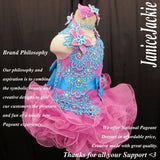 (#244) Halter flat glitz national pageant dress. (purple blue) (*without silver necklace)