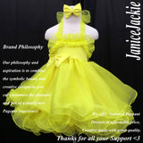(#248) 3 ways bow-tied ruffle baby doll plain shell (yellow)