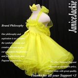 (#248) 3 ways bow-tied ruffle baby doll plain shell (yellow)
