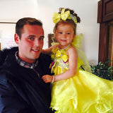 (#249a) 3 ways bow-tied ruffle baby doll glitz pageant dress. (yellow) / 2 ~ 3 weeks production (*Without necklace)