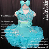 (#256) Halter flared glitz national pageant dress. (seafoam green) / 2 ~ 3 weeks production