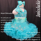 (#256) Halter flared glitz national pageant dress. (seafoam green) / 2 ~ 3 weeks production