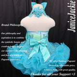 (#256) Halter flared glitz national pageant dress. (seafoam green) / 2 ~ 3 weeks production