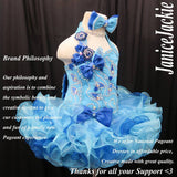 (#291) Halter flat glitz national pageant dress. (blue) (without necklace)