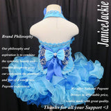 (#291) Halter flat glitz national pageant dress. (blue) (without necklace)
