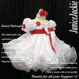 (#293) Princess sleeves lace glitz baby doll dress. (white red) / 2~3 weeks production (*without necklace)